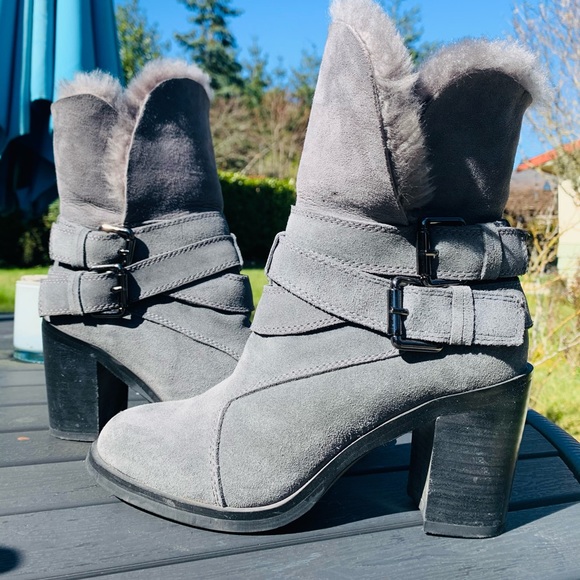 Grey booties W faux fur - Picture 2 of 6